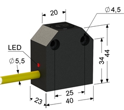 Индуктивный датчик, Sn 5 мм, заподлицо, NPN, замыкающий, NO, -25...+75 °C, 10...30 V DC, кабель ПВХ 5,5 мм/3x0,35/ 2 м.