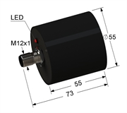 PS2-55D73-20B21-C4 Индуктивный датчик, L-73 мм, Sn 20 мм, заподлицо, NPN, замыкающий, NO, -25...+70 °C, 10...30 V DC, разъем/М12/4-конт.