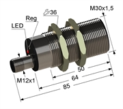PS2R1-30M85-10B21-C4 Частотный датчик, М30, L-85 мм, 0,1...5 Гц, Sn 10 мм, заподлицо, NPN, замыкающий, NO, -25...+75 °C, 10...30 V DC, разъем/М12/4-конт.